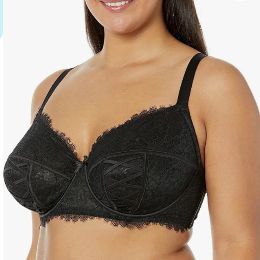 City Chic Fox & Royal Plus Size Irina Demi Underwire Bra 44DDD Black‎ NEW